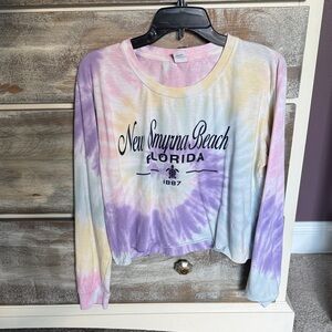 New Smyrna Beach Tie-Dye Long Sleeve Crop Top
